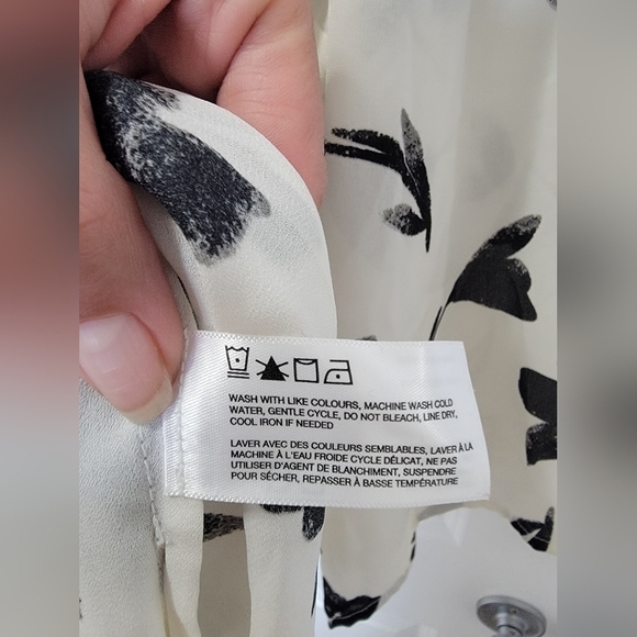 Alfred Sung blouse white black floral large - Picture 5 of 6